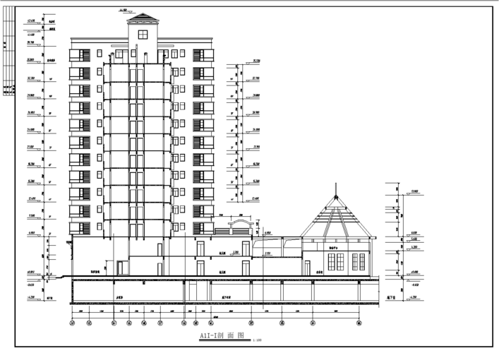 【设计图纸】南方某高层住宅小区建筑施工图(a栋2)1栋剖面图(精选cad